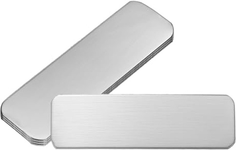 PATIKIL 4Pcs Plaques Nominatives Vierges, 2.8 x 1.4 Rectangle 304 Acier Inoxydable Brossé Plaque Gravée Personnalisable Laser Pour Plaque Nominative Maison Bureau DIY, Argent
