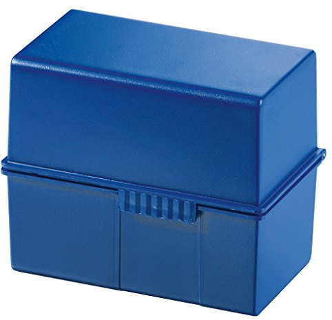 HAN Karteibox DIN A7 quer – innovatives, attraktives Design für 300 Karteikarten mit Stahlscharnier und Schnappverschluss, blau, 977-14, 1 STÜCK