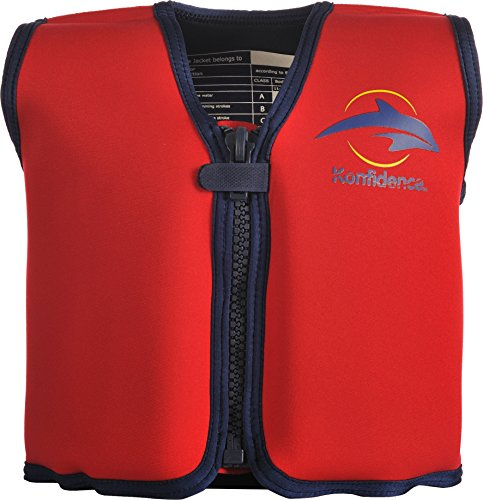 Konfidence Jacket - Premium Schwimmweste für Kinder | Einstellbarer Auftrieb | UKCA- & CE-Konform | Von Schwimmschulen Empfohlen | Über 25 Jahre Erfahrung(Red/Yellow, Small)