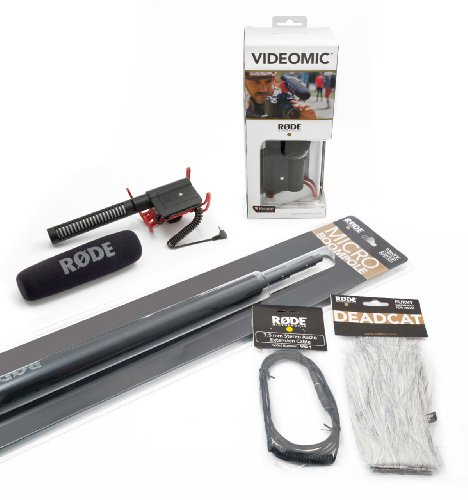 Rode Videomic Rycote Audio Essentials Kit (Richtmikrofon, Teleskop-Tonangel, Deadcat Windschutz, VC1 Verlängerungskabel)