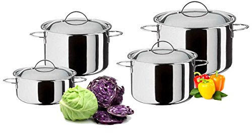 Spring CRISTAL Kochtopf Set mit Deckel | 4-teilig | rostfreier Edelstahl | Topfset induktionsgeeignet und für alle anderen Herdarten | backofenfest | spülmaschinenfest | 2L, 2,7L, 3,7L, 6,5L