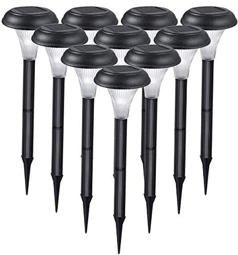 Solar Garden Lights for Outdoor – 10 Brightest Light Set - Transform Your Paths, Garden, Flowerbeds, Borders and Drive - Easy NO Wires Install - Double Waterproof Seal - Stylish Design and 30cm Tall