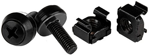 StarTech.com M5 x 12mm, Schrauben und Käfigmuttern, 100er Pack, Schwarz, M5 Montageschrauben und Kastenmuttern für Server Racks