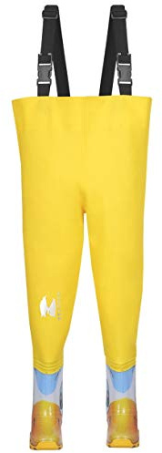Gordano Kids Fishing Chest Waders, Fishing Boots Splash Size 26-27 Yellow