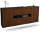 Dekati Sideboard Stamford hängend (180x77x35cm) Korpus anthrazit matt - Front Holz-Design Walnuss - Push to Open