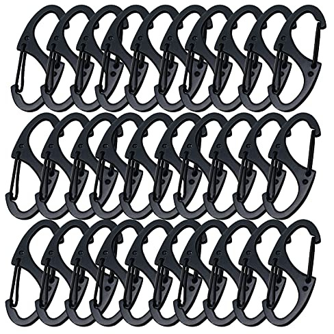 Bytiyar Small Carabiner Clips 1.6 inch(41mm) Metal Double Sided Spring Gate Snap Hooks Keychain Clasp Accessories, 30 Pcs Black