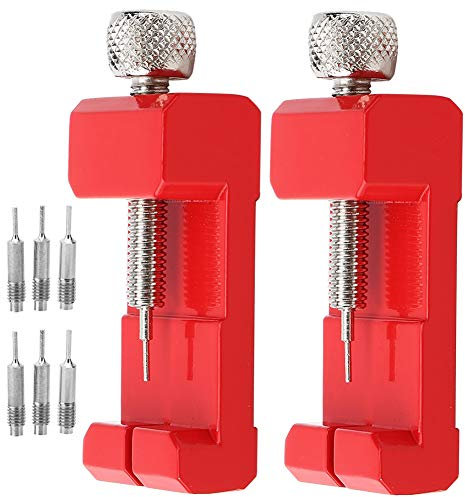 2Pcs Watch Link Remover Kit, Watch Band Remover, Watch Link Removal Tool Kit mit 6Pcs Ersatzstift, Watch Band Strap Link Pins Remover Reparaturwerkzeug[ROT]