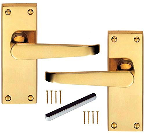 Golden Grace Victorian Straight Lever Latch Door Handle Handles - Available in Polished Chrome, Polished Brass and Satin Chrome (Polished Brass)