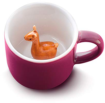 DONKEY Tiertasse Anna Alpaka | Lustige Frühstückstasse mit Alpaka Tierfigur in rot