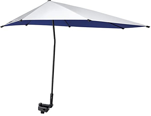 G4Free UPF 50+ Adjustable Beach Umbrella XL with Universal Clamp for Chair Stroller Wheelchair Golf Cart Bleacher Patio