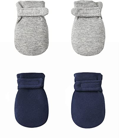 Newborn Baby No Scratch Mittens Stay On, 100% Cotton Breathable, Adjustable Infant Gloves for Baby Boys Girls Mittens