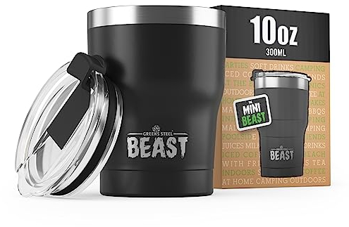 Greens Steel BEAST Termo Café para Llevar - 300ml I Negro Mate I Taza Térmica de Acero Inoxidable Reusable I Taza Viajera de Doble Pared al Vacío