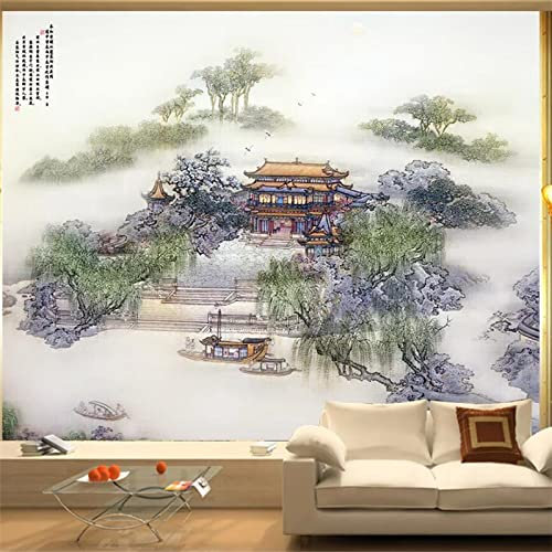 Murales Personalizzati Di Grandi Dimensioni Wallpapel Fashion Home Improvement Palace Landscape Pavilion Bassorilievo Soggiorno Home Decor 300Cm(W)×210Cm(H)