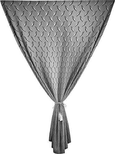 XISUNYA Travel Windows Blackout Curtain, Grey Curtain Shades, Wire Fence Design Diamond Plate Effects Print Adjustable Temporary Blackout Shades,59W x72L Inch, for Bathroom Living Room Bedroom