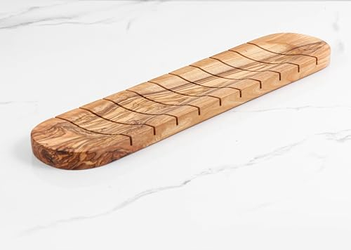 M´Zaytouna Baguette Planche à découper en bois d'olivier, planche à pain, planche de service, planche en bois d'olivier faite à la main, 100 % bio, planche en bois pour couper et servir des baguettes