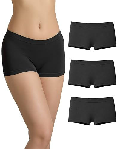 Risalti Boxer Femme Bambou 3 Pcs - Culotte Respirante, Shorty Plus Doux Que le Coton, Caleçon, Panty, Boxer Sans Couture - Made in Italy
