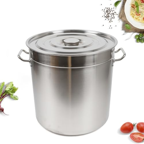 35L Kochtopf, Edelstahl Gastronomie Suppentopf mit Deckel 36cm Gulaschkessel Campingkochtopf Groß Kochtopf mit Griffen für Kochen, Schmoren