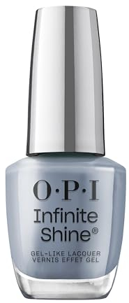 OPI Infinite Shine Nail Polish - Pure Jean-ius - Gel Like & Long Lasting Blue-Grey Nail Polish - with Pre-Cured Gel Technology & OPI Pro-Wide Brush (15ml)