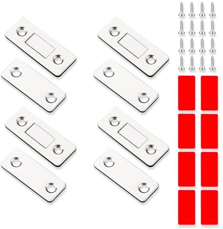 UBRAVE 4 Piezas Cierre Magnetico Para Puerta,Cierre Magnetico Ultra-Fino Pestillo, Imanes Puertas Armario, Iman Puerta Adhesivo De Cocina Mueble Cierre Cajones Alacena Clausura Cerradura Magnetica