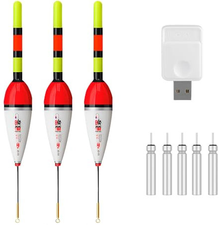 Editbar 3 Stück Led Posen Angeln Mit Bissanzeiger,Bissanzeiger-Angeln,Posen Angeln Mit Gravity Sensing und Basis,Angel Zubehör Zum Tauchgebiet Angeln Am See, Fluss Oder Teich