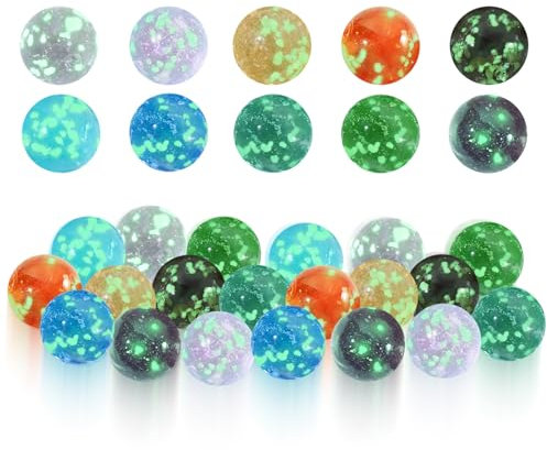 Smavles Murmeln für Kinder, 10 Stück Murmelns leuchten im Dunkeln für Marmorbahn-Spiel, Bunte Glasmurmeln 20mm Murmeln für Kugelbahn DIY und Heimdekoration Jungen und Mädchen