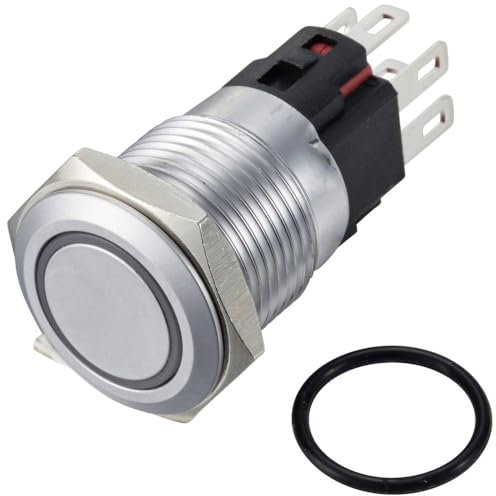 TRU Components Druckschalter TC-12647532 250 V/AC 3 A 1 x OFF/(ON) IP65 RGB zum Aufhängen, Messing, verchromt, 1 Stück