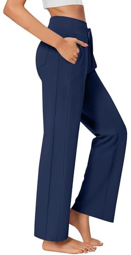 PINSPARK Pantaloni da Yoga Pantaloni da Jogging da Donna Vita Alta Traspirante Protezione Solare Pantaloni Casual Pantaloni da Corsa Pantaloni Larghi Pantaloni da Allenamento per Esterni 4 Tasche
