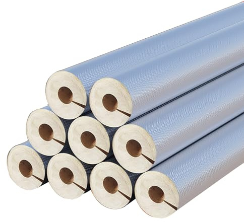HSPLXYT Pipe Insulation Foam Tube, Open-Ended Self Adhesive Insulation Foam Wrap with Aluminum Foil, high-Temperature-Resistant Heat-Insulating Glass Wool, Boiler steam(ID76MM/TH50MM)