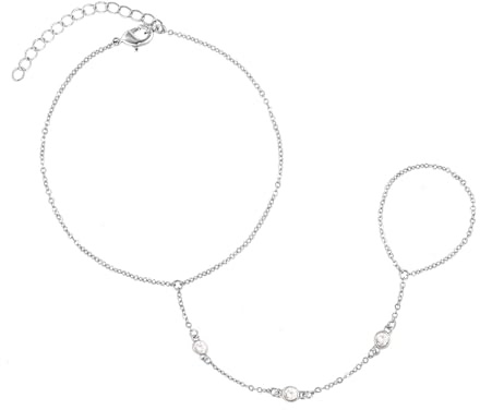 RIXERKOC Gyllene handkedja armband med fingerring, dekorativ 18k guldring armband handkedja fingerring slavarmband kubisk zirkon handsmycke för kvinnor, Eine Grösse, Koppar, Cubic Zirconia