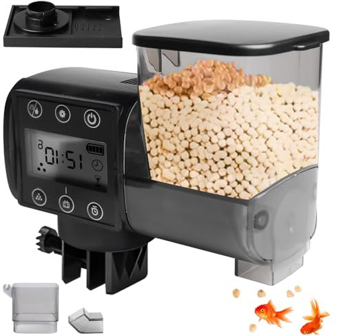 Futterautomat Aquarium, 250ml Automatischer Futterspender Fische für Aquarium mit Batteriebetrieben, Fische Fischfutterautomat mit Futterbehälter Fischfutter für Urlaub Schildkröten Goldfische