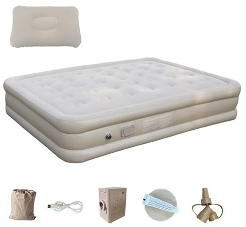 Camping Air Mattress, Inflatable Camping Mattress, Thickened Double Field Autoinflating Camping Mattress, Luxury Air Mat with Built-in Pump for Outdoor and