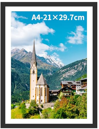 Lalieffacely Marcos de Fotos, Marco A4, Marcos para Cuadros para Exposición en Pared o Mesa para Título Universitario Poster Puzzle (Negro, A4(21x29.7cm)*1)