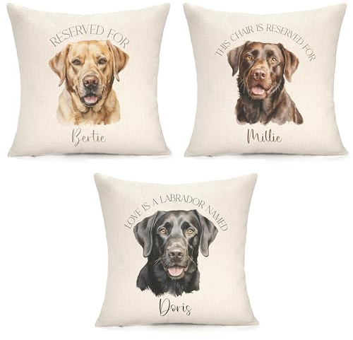 Stamford Design Studio Personalised Cushion Labrador | Lovely Gift | Dog Cushion | Customised With Any Name & Wording | Yellow Lab, Borwn Lab or Black Lab