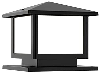 WGFJKI Lámpara de poste con cubierta acrílica de metal para exteriores E27 Lámpara de columna con base de montaje en muelle a prueba de lluvia Luz de pilar para exteriores negra IP65 Luminaria externa