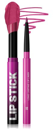 Matte Lipstick and Lip Liner Set, Long Lasting Waterproof Rose Pink Lip Stick, Non-fading Highly Pigmented Lipstick Lip Liner Set Lip Makeup Set Gift For Women