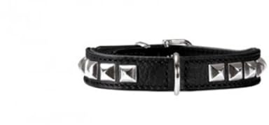 HUNTER ROCKY PETIT Hundehalsband für kleine Hunde, Leder, Nappaleder, weich, rockig, Nieten-Besatz, 27 (XXS-XS), schwarz