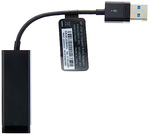 HP 2M37433 USB 3 to Gigabit LAN RJ-45Negro-Adaptadorparacable(USB3.0,RJ-45,Macho/Hembra,Negro)