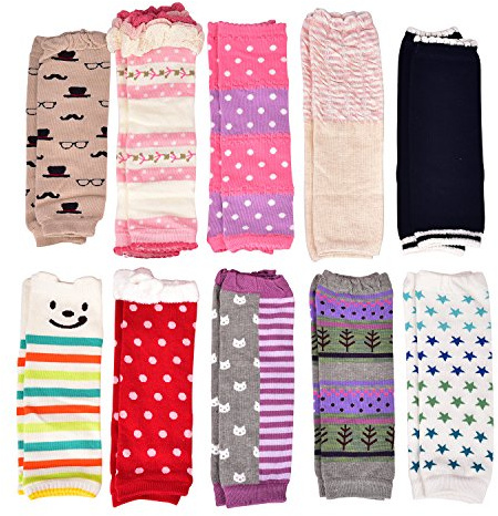 Wobon 6 Pairs Toddler Girls Boys Leg Warmers Leg Sleeves, Baby Girl Boys Leggings Knee Pads (Baby Girls, 6-24 Months)