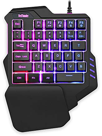 RedThunder One Handed Gaming Keyboard RGB Backlit 35 Keys Portable Mini Gaming Keypad Ergonomic Game Controller for PC Gamer