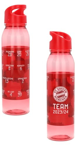 FC Bayern München Trinkflasche - Signature - 2023/24 rot/transparent Tritan Flasche Unterschriften FCB
