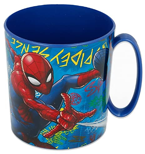 ALMACENESADAN 2576; Taza Spiderman; cabeza de spiderman; producto de plástico, reutilizable; libre de bpa; capacidad 410 ml