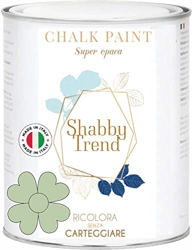 GENERICO SHABBY TREND® CHALK PAINT Pittura Shabby Chic Vintage Mobili Pareti Extra Opaca 120 VARIANTI (500ml, VERDE SALVIA)