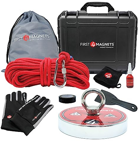 1,000kg Pull - Apollo Magnet Fishing Kit with Super High Power 140mm Neodymium Magnet | Gloves, Thread Locker, 20M Rope, Cloth, Bag, Tape and Branded Box | Recovery & Treasure Hunting