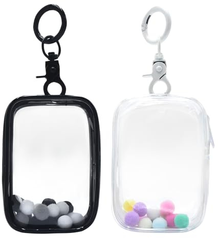 HOMICO 2PCS Clear Display Case for Figures Portable PVC Small Doll Bags Mini Doll Blind Box Organizer Zipper Closure Dustproof Collectibles Display Case for Mini Figures, YT-297