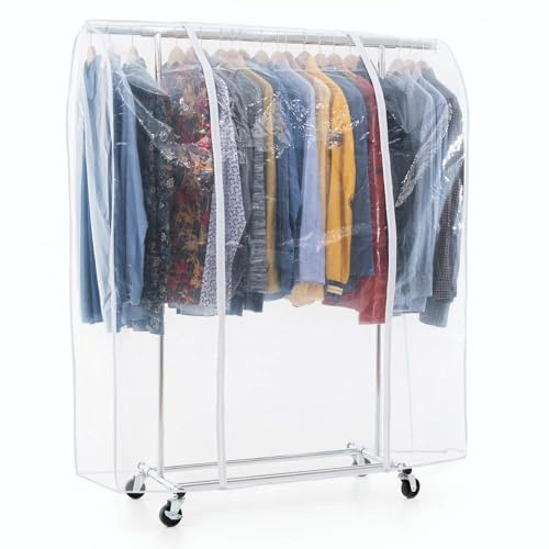 Tatkraft Danko & Anwalt Stender Appendiabiti, Portata 100 kg, con Copertura | Armadio in Tessuto con Ruote, 160x45,4x91-130 cm, Guardaroba con Protezione Antipolvere, Inodore, 2 Cerniere, Acciaio Cromato