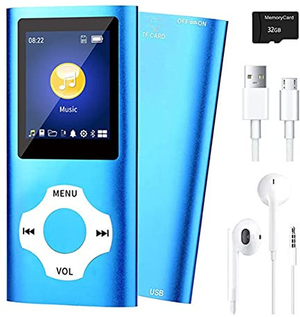 iFutniew Lecteur de musique MP3 avec Bluetooth 5.0, visionneuse vidéo/photo, lecteur e-book pour enfants (bleu)