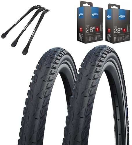 2 x Silento Fahrradreifen 28 x 1,60 Zoll 42-622 Reflexstreifen Schlauch wählbar + MSzweirad Reifenheber (SV Schlauch, 28 x 1,60 Zoll (42-622))