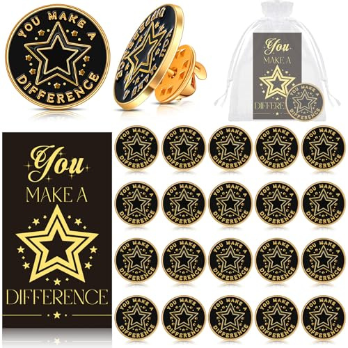 Dilunave 30 Sets Employee Appreciation Gifts Lapel Pin Badge Employee of the Month Recognition Pins with Cards and Organza Bags Thank You Gift for Coworkers Volunteer Teacher Nurse Staff