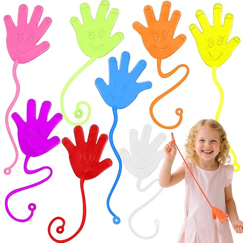 JOYIN Large 24Pcs Sticky Hands Party Favors, Party Favors Set for Kids, Holiday Traditions, Classroom Treasure Box Carnival Prizes Bulk Pinata Stuff Glitter Toys, Goodie Bags