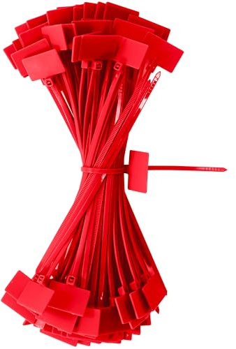 QIMEI-SHOP Röd klämklämma 150 mm x 3 mm plastkabelklämma kabel etikett organisera för markering kabelhantering trädgårdsarbete 100 stycken